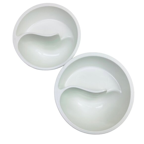 Obol Never Soggy Cereal Bowl - White Divided Portion Control Bowl - Set Of 2 - Picture 1 of 5